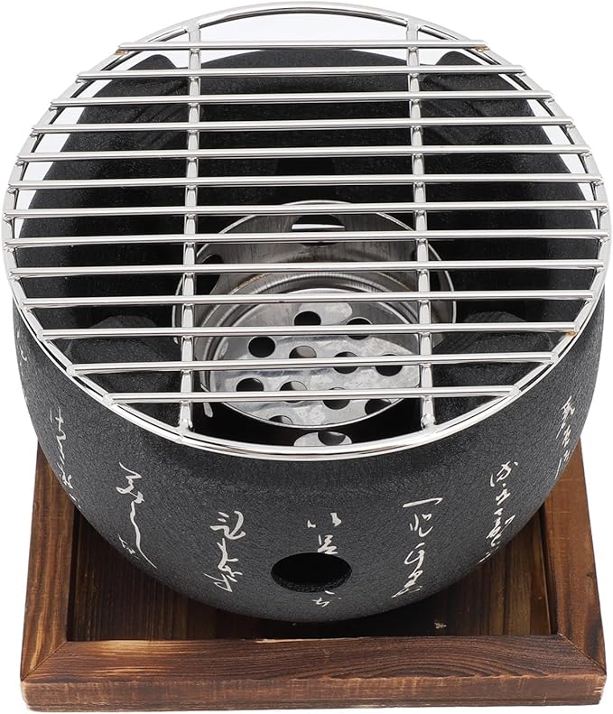 Zerodis Mini BBQ Grill Japanese Portable Charcoal Grill Quick Heating, Even Heating, Multifunctional Usage with Compact Design, Suitable for Families (L)