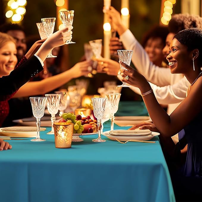 54 Inch X 100 Feet Plastic Table Cover Roll Premium Disposable Plastic Tablecloth for All Type/Shape Tables | Picnic, Party, Banquet, Birthdays, Weddings (Turquoise, 54 Inch X 100 Feet)