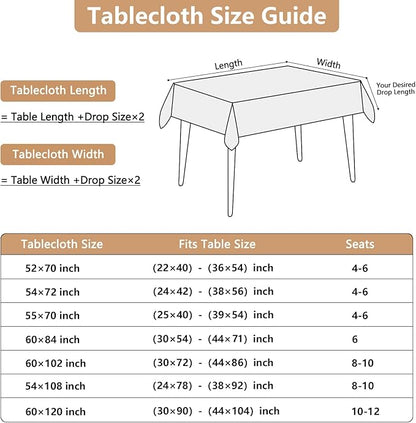 Seenus Textured White Cloth Tablecloth for 4ft Rectangle Table, Water Resistant & Spill Proof Table Cloth in 4-6 Seats Dining Room Kitchen Patio Outdoor Wedding Party, 52 x 70 Inch