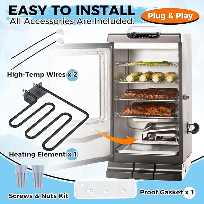 1200 Watts Smoker Heating Element Kit Replacement for Masterbuilt 40" Digital Electric Smokers, Replace 9907120027 or FDES402103