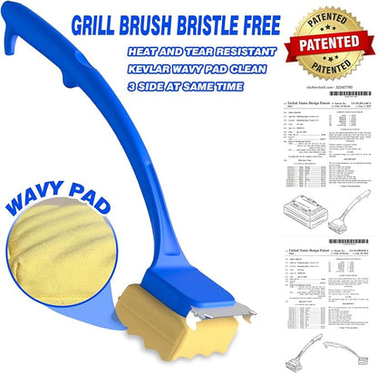 Bristle Free Grill Brush for Outdoor Grill, BBQ Grill Brush with Scraper, Steam Grill Brush Bristle Free, Grill Cleaning Brush with Replaceable Head, Grill Accessories for Gas Charcoal Smoker Griddle