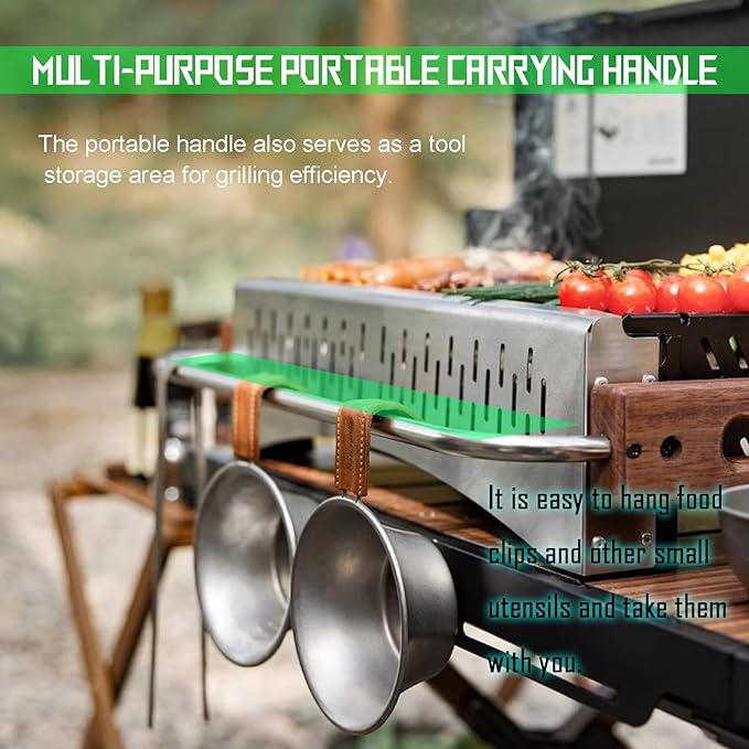 Portable Charcoal Grill Foldable Notebook BBQ Easy Portability for Outdoor Barbecues Camping Traveling Picnics Garden Beach Party Black