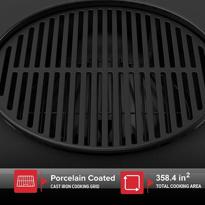 Nexgrill 22" Charcoal Grill with Table Cart and Side Table, 358 SQ In Grate, Adjustable Air Vents, Integrated Temperature Gauge, Mobile Cart Barbecue Grill for Camping, Picnics, and More - 810-0026HC
