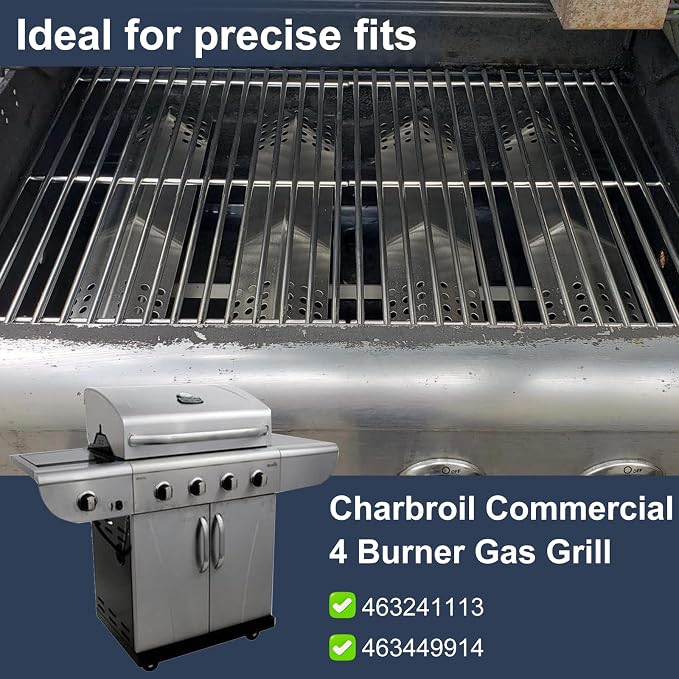 Criditpid Grill Replacement Parts for Charbroil 463241113 463449914 4 Burner Gas Grill, Stainless Steel Grill Grates, Heat Plates, Crossover Tubes, Igniters & Grill Burner Parts for Charbroil Grills