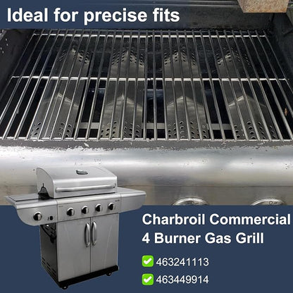 Criditpid Grill Replacement Parts for Charbroil 463241113 463449914 4 Burner Gas Grill, Stainless Steel Grill Grates, Heat Plates, Crossover Tubes, Igniters & Grill Burner Parts for Charbroil Grills
