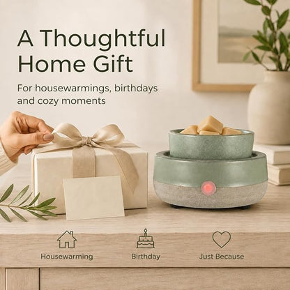 Wax Melt Warmer, Ceramic Electric Candle Wax Warmer 3-in-1 Oil Burner Fits Yankee Large Jar, Scented Candle Holder for Home Decor Thanksgiving Christmas Day Gifts (02-Light Green)