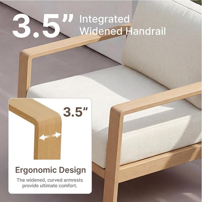 KISLOT Aluminum Outdoor Patio Furniture Armchairs,Outside Patio Sofa with Washable Thick Cushion, Patio Sofa Couch Set of 2 for Porch, Balcony, Deck, Yard,Wood-Grain Frame