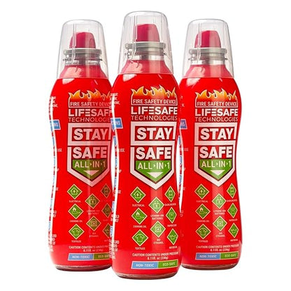 LifeSafe Technologies StaySafe All-in-1 Portable Fire Extinguishing Spray | Compact Fire Spray Smothers 10 Types of Fires | Non-Toxic, Non-Hazardous & Eco-Friendly for Home, Kitchen and Garage