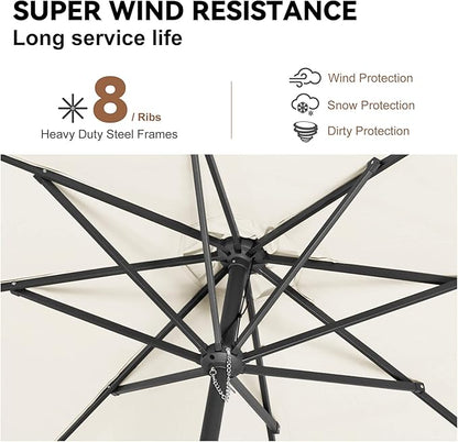 11FT Outdoor Patio Umbrella - Table Umbrella Waterproof UV Protection, Sombrillas de Patio with Push Button Tilt, Sun Umbrella for Pool, Porch, Garden, Deck, Backyard (Ivory)