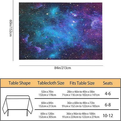 TKS MITLAN Galaxy Purple Decorative Rectangle Tablecloth Universe Planet Stars Shine Milky Polyester Table Cloths Kitchen Table Cover for Dining BBQ Picnic Coffee Table 60 x 84 Inch 6-8 Seats