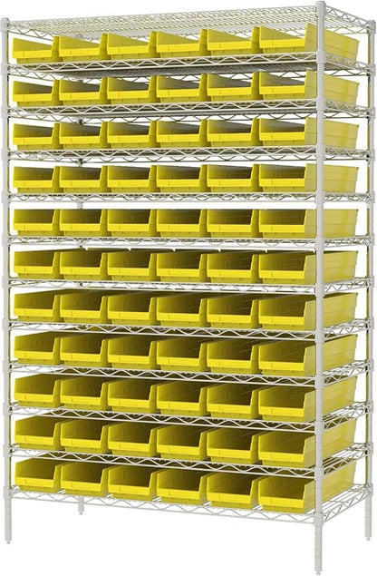 Akro-Mils 30164 Heavy Duty Plastic Shelf Bins, 24"x 6.5"x 4", Yellow, 6-Pk | Heavy Duty Nesting Storage Bins for Garage, Closet, Refrigerator, Kitchen, Cabinet, Drawer Organization, Pantry Organization