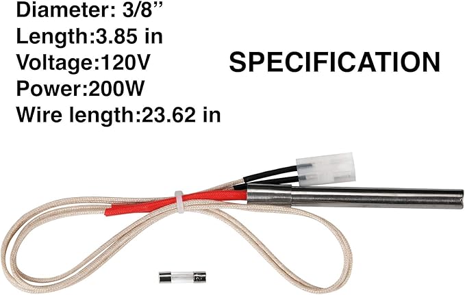 GRILLME Fire Pot Burn Pot and Hot Rod Ignitor Kit Replacement for Traeger Pellet Grill with Screws and Fuse