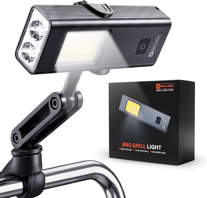 Rechargeable Grill Light - Magnetic BBQ Grill Light for Outdoor Grilling with 360° Adjustable Mount - Ultra Bright COB LED with 2 LED Front Lights - BBQ Accessories for Grilling & Camping