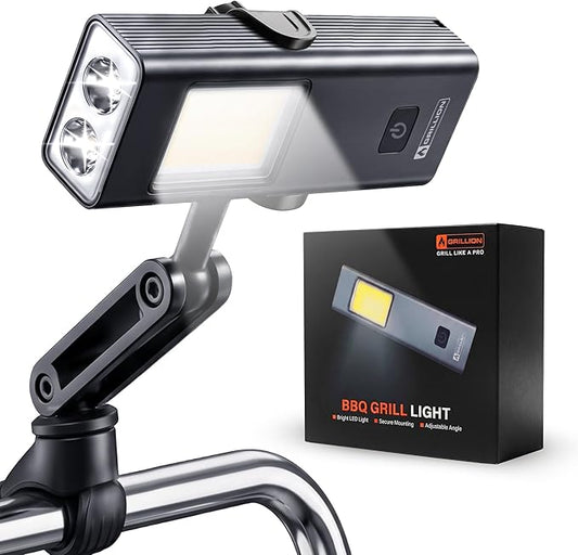 Rechargeable Grill Light - Magnetic BBQ Grill Light for Outdoor Grilling with 360° Adjustable Mount - Ultra Bright COB LED with 2 LED Front Lights - BBQ Accessories for Grilling & Camping