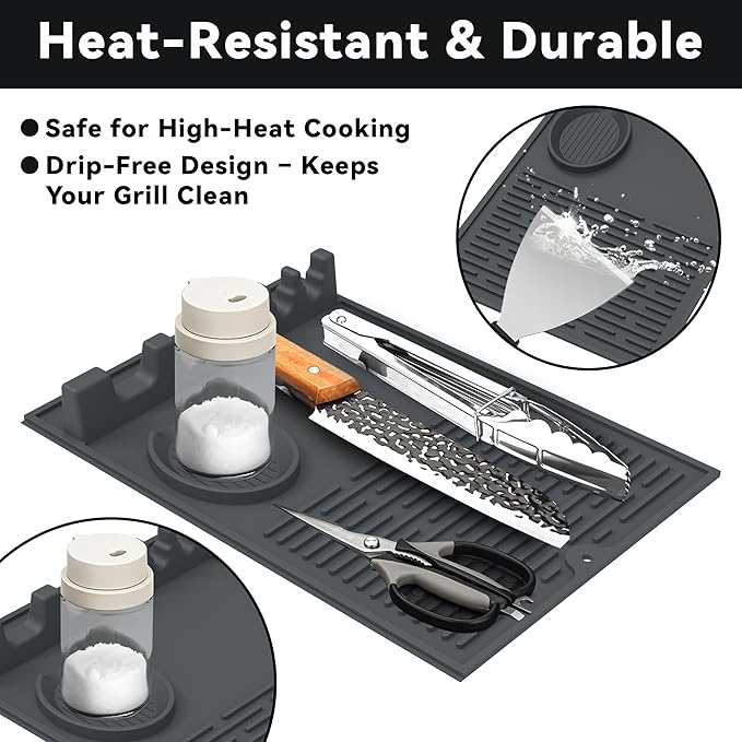 Silicone Grill Mats Compatible with Blackstone Grill, Silicone Grill Mat for Outdoor Kitchen Countertop, Griddle Mats BBQ Grill Accessories, Side Shelf Mats Grill Pad for Blackstone Griddles