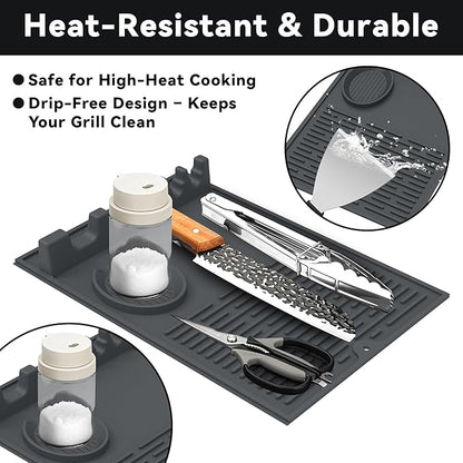 Silicone Grill Mats Compatible with Blackstone Grill, Silicone Grill Mat for Outdoor Kitchen Countertop, Griddle Mats BBQ Grill Accessories, Side Shelf Mats Grill Pad for Blackstone Griddles