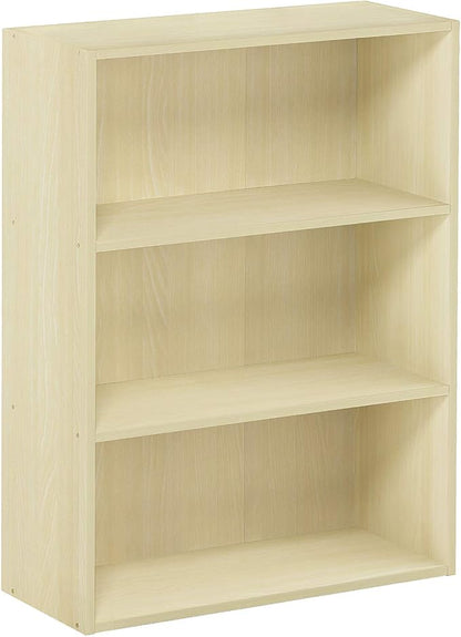 Furinno PASIR Book Shelf, 3-Tier Bookshelf, Storage Shelves Bookcase, 9.7 x 23.7 x 31.5, for Living Room, Bedroom, Home Office, Steam Beech
