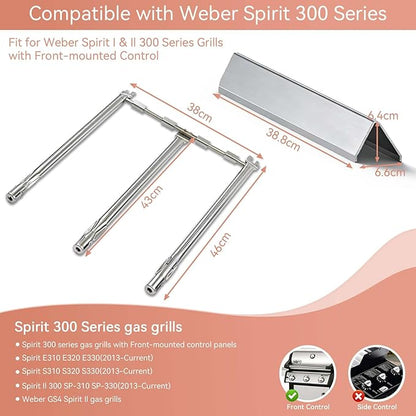 7636 Flavorizer Bars for Weber Spirit II E-310 & E-310 300 Series E320 E330 E315 S310 S320 S330 with Front Control, Stainless Steel Flavorizer Bars for Weber Spirit II GS4 67046 69797 68843, 5 Pack