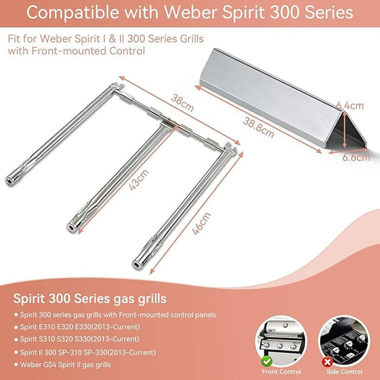 7636 Flavorizer Bars for Weber Spirit II E-310 & E-310 300 Series E320 E330 E315 S310 S320 S330 with Front Control, Stainless Steel Flavorizer Bars for Weber Spirit II GS4 67046 69797 68843, 5 Pack