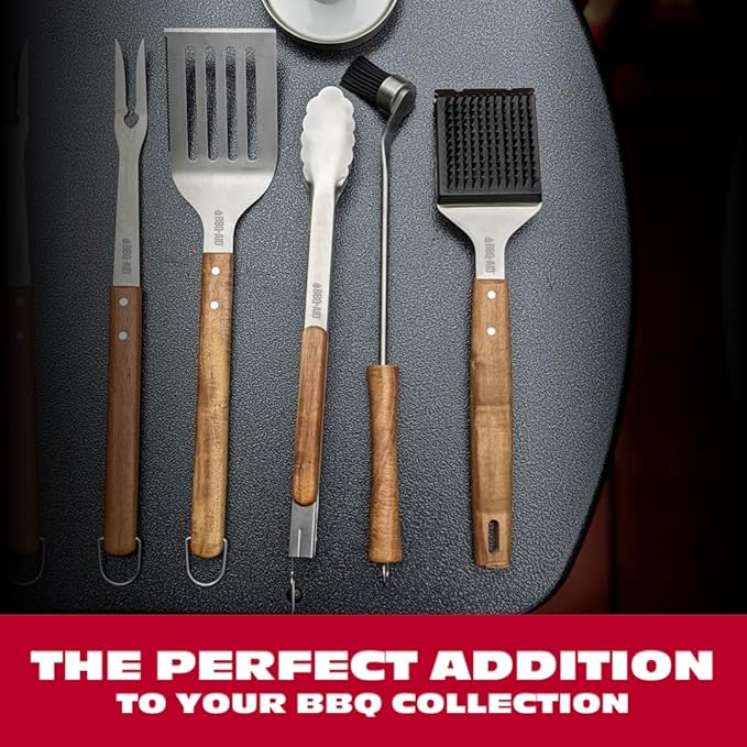 BBQ-AID Silicone Basting Brush for Grilling - Premium Acacia Wood Sauce Brush for BBQ & Smoking - 400°F Heat Resistant Marinade & Meat Brush - Dishwasher Safe Cooking Brush for Food & Oil