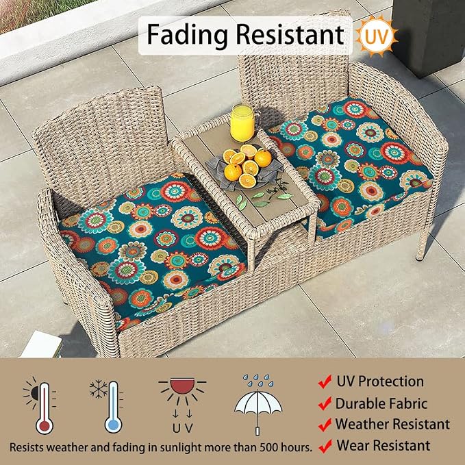 Magpie Fabrics Indoor Outdoor Cushion Cover Replacement 2 Pack, NO Insert! Water Repellent Slipcover with Ties Decor for Patio Garden Chair Sofa Bench Wicker(Floral Green, 20x18x4 Inch)