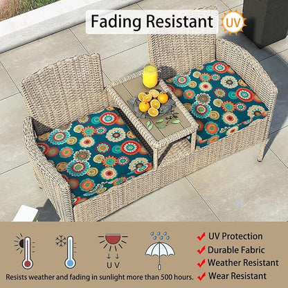 Magpie Fabrics Indoor Outdoor Cushion Cover Replacement 2 Pack, NO Insert! Water Repellent Slipcover with Ties Decor for Patio Garden Chair Sofa Bench Wicker(Floral Green, 24x22x4 Inch)