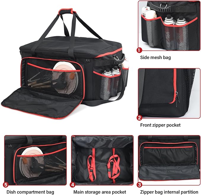 OTraki Grill Carry Case Compatible with Char-Broil Grill2Go X200, Portable Grill Storage Carry Bag, Cover Bag with Multi Storage Pockets for Outdoor Grill Tools & Accessories (Bag Only)