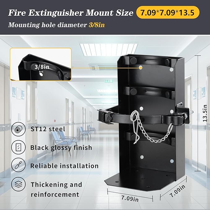 𝙐𝙥𝙜𝙧𝙖𝙙𝙚 2 Pack 20 LB Fire Extinguisher Bracket，Fire Extinguisher Mount St12 Steel, Fit 20 lb Dry/10 lb CO2 Extinguisher for School Boat Truck Replace amerex 809, 3-Yr Service