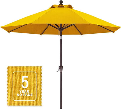 MASTERCANOPY 9ft Olefin 5-Year-Non-Fading Patio Umbrella Yellow | UV/Water/Fade-Resistant Canopy, Vented Top, 8 Fiberglass Ribs – Ideal For Deck, Yard, Market