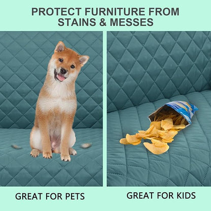 Reversible Recliner Chair Covers, 23" Chair, Blue/Beige | Chair Covers for Living Room with Elastic Straps, Water Repellent, Chair Protectors Covers for Dogs