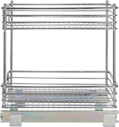 Household Essentials Chromed Steel 2-Tier Artisan Pull-Out Organizer