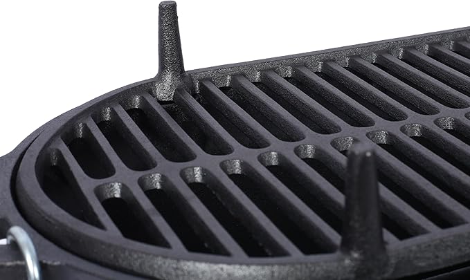 Portable Cast Iron Charcoal Grill and Tabletop Griddle, Oval Enameled Cast Iron Hibachi Grill for Outdoor Camping, Picnic, Tailgating, Small Charcoal Cooking Stove