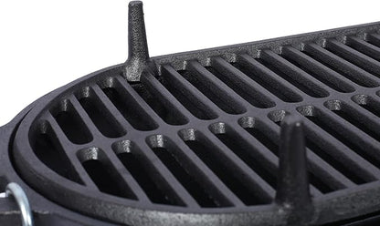 Cast Iron Charcoal Grill, Hibachi Grill Outdoor Portable Charcoal BBQ, Durable Tabletop Skillet Compact Camping Cooker for Tailgating Picnics Hunting (19.6 L × 10.6 W × 8.2 H)