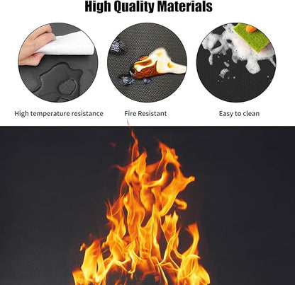 MDEOOSKY Fireproof Grill Mat 60" x 42" – Waterproof BBQ Protector for Deck and Patio, Easy to Clean Fire Pit Mat, Oil-Proof, Foldable Storage Solution