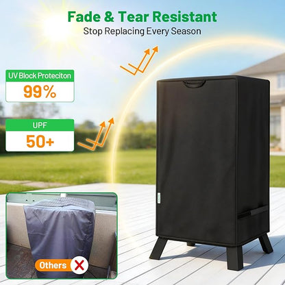 30 Inch Smoker Cover for Masterbuilt, Heavy Duty Waterproof Vertical Electric Smoker Cover with Windproof Straps & Handles, UV & Fade Resistant Outdoor BBQ Grill Protection, Black