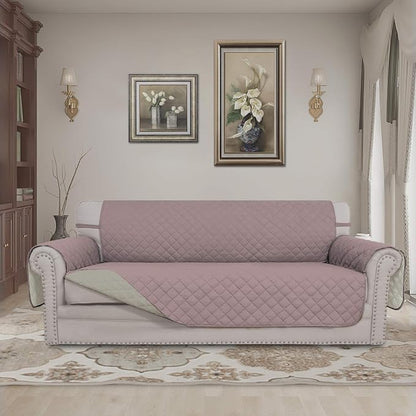 Easy-Going Reversible Couch Cover, 3 Cushion Sofa, X-Large, Pink/Beige | Machine Washable Slipcover For Dogs, Water Resistant Furniture Mat For Living Room, Non-Slip Sofa Cover, Pet Friendly