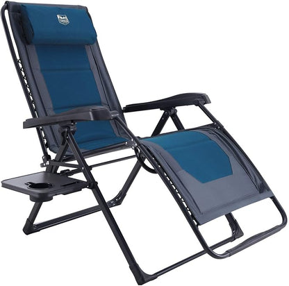 TIMBER RIDGE Zero Gravity polyester Chair Oversized Recliner 350lbs Capacity Patio Lounge Chair Padded Lawn Chair with Headrest XXL for Outdoor, Camping, Patio, Lawn, Blue