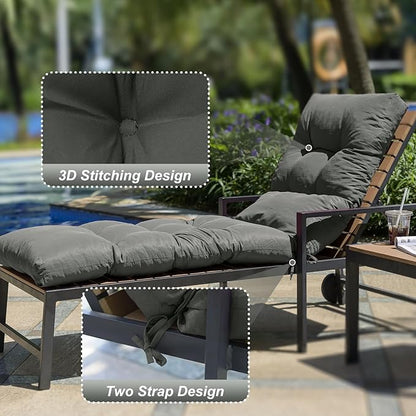 Outdoor Lounge Chair Cushions, 74.4 x 22 x 4.7 Inches Waterproof Fade Resistant Patio Cushion for Chaise Lounger