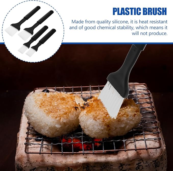 Luxshiny Bbq Brush Set 4Pcs Nylon Bristle Pastry Basting Brushes with Heat Resistant Grip for Grilling Roasting Baking Marinades