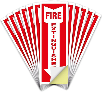 OLANZU Pack of 18 Fire Extinguisher Stickers 4"x 12"- 5 Mil Vinyl - Fire Extinguisher Sign for business with Arrow- Durable Self Adhesive, Weatherproof and UV Protected-Ideal for Office, Home and Outdoor places