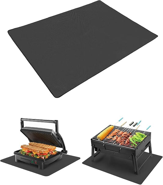 UNCO- Under Grill Mats for Outdoor Grill, 48" x 36", Black Double-Sided, Fireproof, Reusable, Portable, 3 Layers, Waterproof & Easy to Clean, Grill Matt for Outdoor Grill Deck Protector