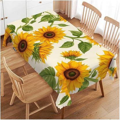 Swono Sunflowers Yellow Table Cover Beautiful Garden Sunflower 50x72 Inch Table Cloth for Rectangle Tables Buffet Tablecloth Parties Coffee BBQ Kitchen Dinning Picnic