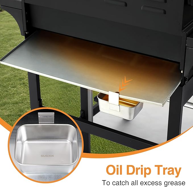 Dual Fuel 4-Burner Gas Grill with Side Burner & Charcoal Trays, 4-in-1 Outdoor BBQ & Griddle Combo, Cast Iron Grates + Flat Top, 448 sq in Large Portable for Backyard Camping
