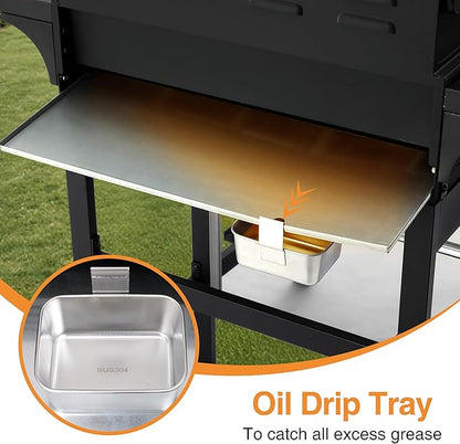 Dual Fuel 4-Burner Gas Grill with Side Burner & Charcoal Trays, 4-in-1 Outdoor BBQ & Griddle Combo, Cast Iron Grates + Flat Top, 448 sq in Large Portable for Backyard Camping