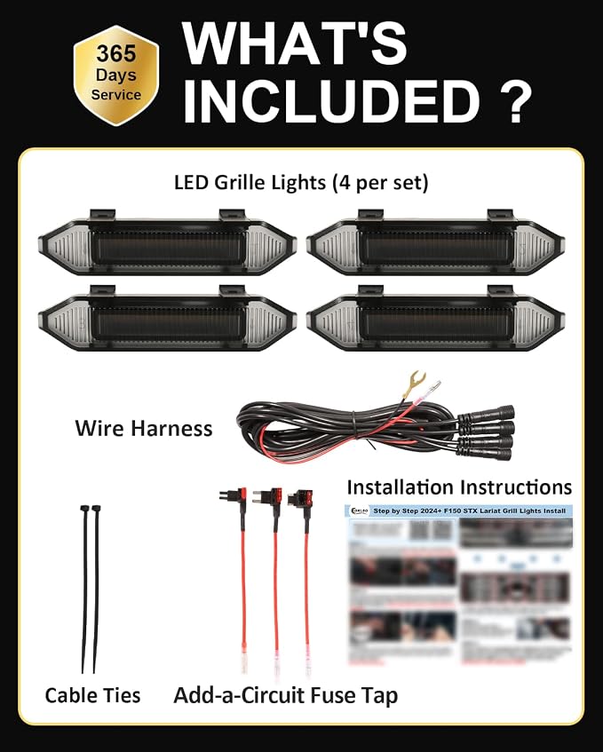 Front Grill Raptor Lights for Ford F150 2024 2025 2026 (Yellow, Lariat) | 5th Gen F150 Grille Marker Lights, Waterproof F150 LED Lights Accessories, Snap-in Installation, OEM Style, Off-road Driving