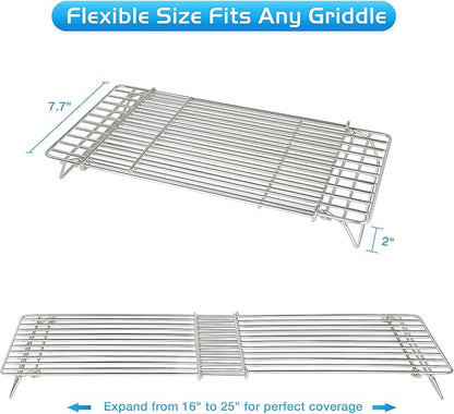 CANDANA Griddle Warming Rack for Blackstone 17 22 28 36 Inch Adjustable Upper Grid Shelf for Weber Pit Boss Nexgrill Charbroil and Most Tabletop Flat Top Grill Parts BBQ Accessories - Pack of 2