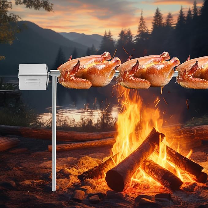 BBQ Spit Rotisserie Motor, 15W Automatic Grill Rotisserie Kit with 88 lbs Load, for Charcoal, Electric Grills, Stainless Steel, Hog Roaster Motor