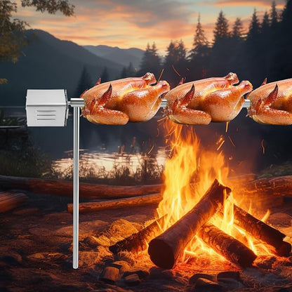 BBQ Spit Rotisserie Motor, 15W Automatic Grill Rotisserie Kit with 88 lbs Load, for Charcoal, Electric Grills, Stainless Steel, Hog Roaster Motor
