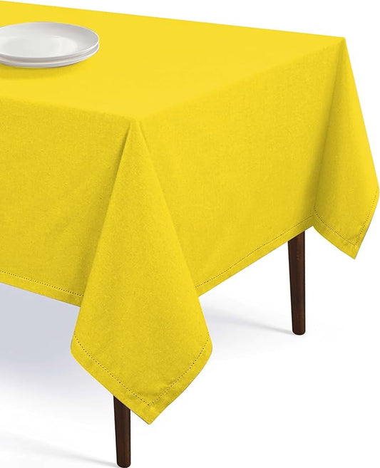 Table Cloth Rectangle 60x84, Kitchen Dining Indoor Outdoor Buffet Table Cover 100% Cotton Tabletop Table Cloth Decoration Parties BBQ Machine Washable, Lemon Yellow