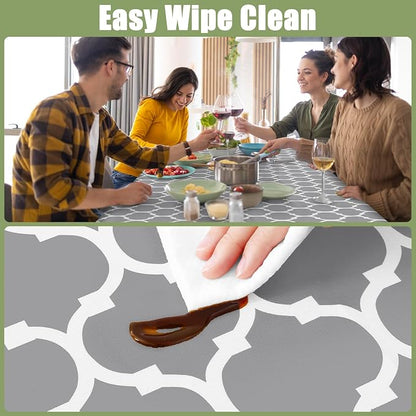 Smiry Picnic Fitted Table Cover, 4 Foot Flannel Backed Vinyl Tablecloth | Waterproof Elastic Stretch Table Cloth, Wipeable Plastic Tablecloth for Camping, Indoor & Outdoor (Grey, 30" x 48")
